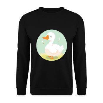 Gans niedlich glücklich kawaii Cartoon Clipart Tier - Unisex Pullover - Schwarz - Vorne - Alina (178cm) & Michal (187cm)