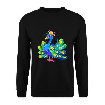 Pfau Niedlich Glücklich Kawaii Cartoon Clipart Tier - Unisex Pullover - Schwarz - Vorne - Alina (178cm) & Michal (187cm)