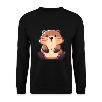 Biber Niedlich Glücklich Kawaii Cartoon Clipart Tier - Unisex Pullover - Schwarz - Vorne - Alina (178cm) & Michal (187cm)