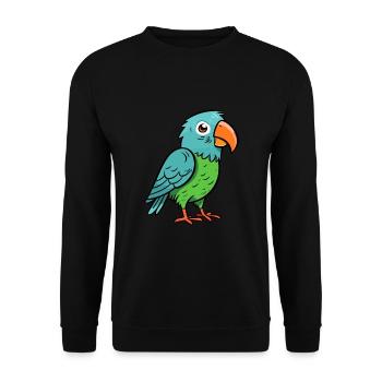 Papagei Niedlich Glücklich Kawaii Cartoon Clipart Tier - Unisex Pullover - Schwarz - Vorne - Alina (178cm) & Michal (187cm)
