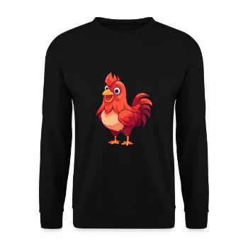 Hahn Niedlich Glücklich Kawaii Cartoon Clipart Tier - Unisex Pullover - Schwarz - Vorne - Alina (178cm) & Michal (187cm)
