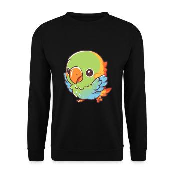 Papagei Niedlich Glücklich Kawaii Cartoon Clipart Tier - Unisex Pullover - Schwarz - Vorne - Alina (178cm) & Michal (187cm)