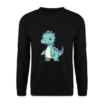 Dinosuar Niedlich Glücklich Kawaii Cartoon Clipart Tier - Unisex Pullover - Schwarz - Vorne - Alina (178cm) & Michal (187cm)