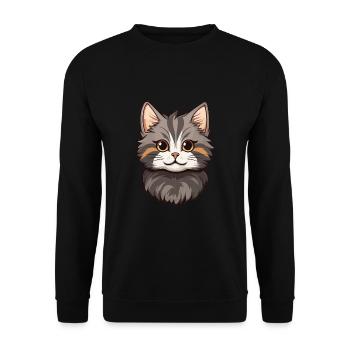 American Bobtail Katze Niedlich Glücklich Kawaii Cartoon Cli - Unisex Pullover - Schwarz - Vorne - Alina (178cm) & Michal (187cm)