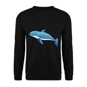 Baleine mignon heureux Kawaii Cartoon Clipart Animal - Sweat-shirt Unisexe - noir - Devant - Alina (178cm) & Michal (187cm)