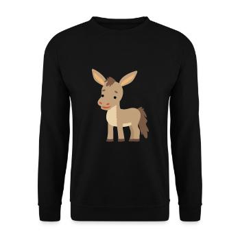 Esel Niedlich Glücklich Kawaii Cartoon Clipart Tier - Unisex Pullover - Schwarz - Vorne - Alina (178cm) & Michal (187cm)