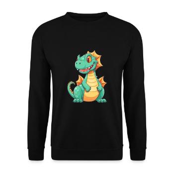 Drache Niedlich Glücklich Kawaii Cartoon Clipart Tier - Unisex Pullover - Schwarz - Vorne - Alina (178cm) & Michal (187cm)