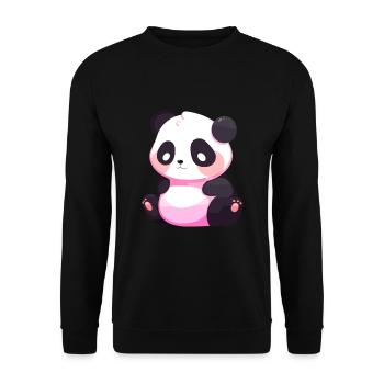 Panda Mignon Heureux Kawaii Cartoon Clipart Animal - Sweat-shirt Unisexe - noir - Devant - Alina (178cm) & Michal (187cm)