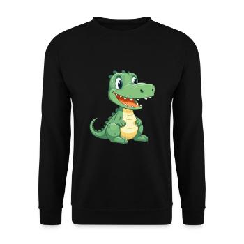 Krokodil Niedlich Glücklich Kawaii Cartoon Clipart Tier - Unisex Pullover - Schwarz - Vorne - Alina (178cm) & Michal (187cm)