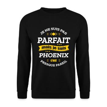 PHOENIX PARFAIT - PRENOM PHOENIX - Sweat-shirt Unisexe - noir - Devant - Alina (178cm) & Michal (187cm)