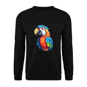 Papagei süßes glückliches Kawaii Cartoon Clipart Tier - Unisex Pullover - Schwarz - Vorne - Alina (178cm) & Michal (187cm)