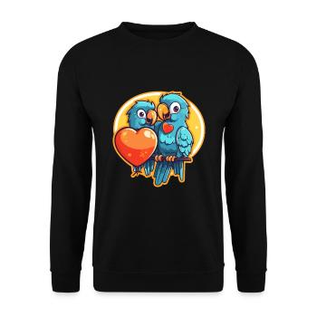 Parrots Kawaii Cartoon Pet Playing With Balloons - Unisex Sweatshirt - black - Front - Alina (178cm) & Michal (187cm)