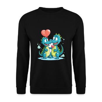 Crocodiles Kawaii Cartoon Pet Jouant Avec Ballon - Sweat-shirt Unisexe - noir - Devant - Alina (178cm) & Michal (187cm)