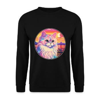 Colorpoint chat persan aquarelle dessin animé Kawaii - Sweat-shirt Unisexe - noir - Devant - Alina (178cm) & Michal (187cm)