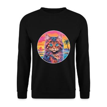 Laperm Chat Race Aquarelle Dessin animé Kawaii Pet - Sweat-shirt Unisexe - noir - Devant - Alina (178cm) & Michal (187cm)