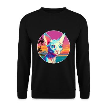 Sphynx Cat Breed Watercolor Cartoon Kawaii Pet - Unisex Sweatshirt - black - Front - Alina (178cm) & Michal (187cm)