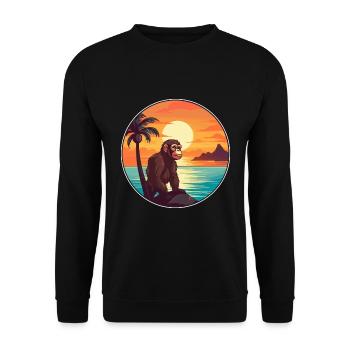 Monkey Colorful Watercolor Cartoon Kawaii Animal - Unisex Sweatshirt - black - Front - Alina (178cm) & Michal (187cm)