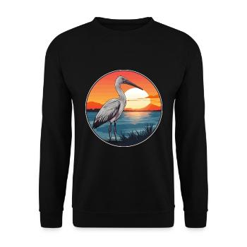 Ibis Colorful Watercolor Cartoon Kawaii Animal - Unisex Sweatshirt - black - Front - Alina (178cm) & Michal (187cm)
