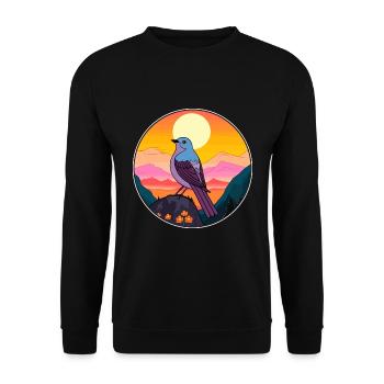 Kuckuck buntes Aquarell Cartoon Kawaii Tier - Unisex Pullover - Schwarz - Vorne - Alina (178cm) & Michal (187cm)