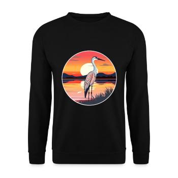 Crane Pet Colorful Watercolor Cartoon Kawaii Pet - Unisex Sweatshirt - black - Front - Alina (178cm) & Michal (187cm)