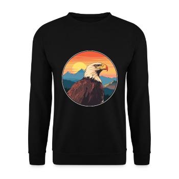 Eagle Colorful Watercolor Cartoon Kawaii Animal - Unisex Sweatshirt - black - Front - Alina (178cm) & Michal (187cm)