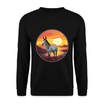 Donkey Colorful Watercolor Cartoon Kawaii Animal - Unisex Sweatshirt - black - Front - Alina (178cm) & Michal (187cm)