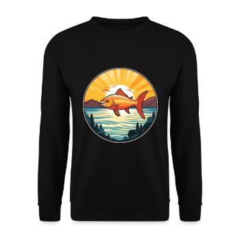 Fish Colorful Watercolor Cartoon Kawaii Animal - Unisex Sweatshirt - black - Front - Alina (178cm) & Michal (187cm)