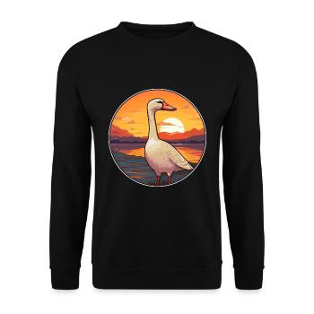 Goose Colorful Watercolor Cartoon Kawaii Animal - Unisex Sweatshirt - black - Front - Alina (178cm) & Michal (187cm)