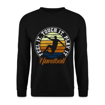 Handballer SIeger Hobby Mannschaft - Unisex Pullover - Schwarz - Vorne - Alina (178cm) & Michal (187cm)
