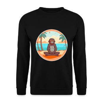 Babouin Cartoon Yoga Plage Illustration D’été - Sweat-shirt Unisexe - noir - Devant - Alina (178cm) & Michal (187cm)