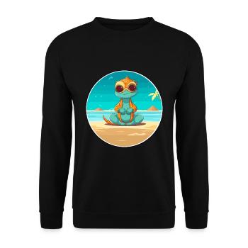 Chameleon Cartoon Yoga Beach Summer Illustration - Unisex Sweatshirt - black - Front - Alina (178cm) & Michal (187cm)