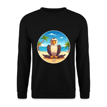 Eagle Cartoon Yoga Beach Summer Illustration - Unisex Sweatshirt - black - Front - Alina (178cm) & Michal (187cm)