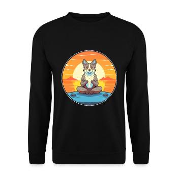 Dog Cartoon Yoga Beach Summer Illustration - Unisex Sweatshirt - black - Front - Alina (178cm) & Michal (187cm)