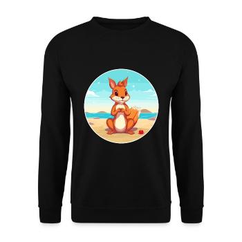 Squirrel Cartoon Yoga Beach Summer Illustration - Unisex Sweatshirt - black - Front - Alina (178cm) & Michal (187cm)