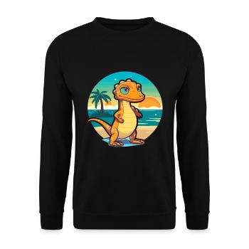 Lizard Funny Cartoon Kawaii Beach Illustration - Unisex Sweatshirt - black - Front - Alina (178cm) & Michal (187cm)