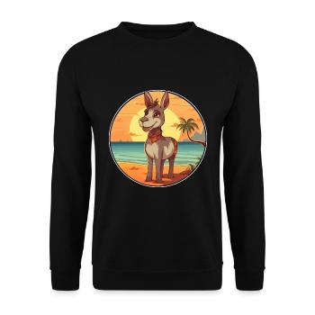 Donkey Funny Cartoon Kawaii Beach Illustration - Unisex Sweatshirt - black - Front - Alina (178cm) & Michal (187cm)