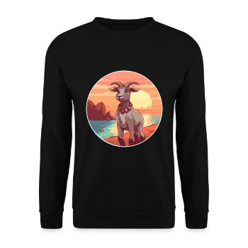 Chèvre Drôle Dessin Animé Kawaii Plage Illustration - Sweat-shirt Unisexe - noir - Devant - Alina (178cm) & Michal (187cm)