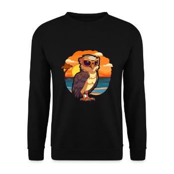 Hawk Funny Cartoon Kawaii Beach Illustration - Unisex Sweatshirt - black - Front - Alina (178cm) & Michal (187cm)