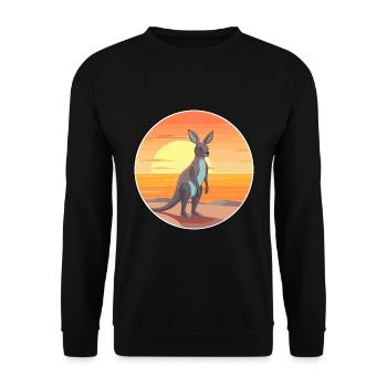 Kangaroo Funny Cartoon Kawaii Beach Illustration - Unisex Sweatshirt - black - Front - Alina (178cm) & Michal (187cm)