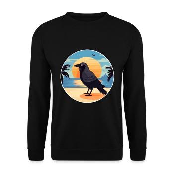 Crow Funny Cartoon Kawaii Beach Illustration - Unisex Sweatshirt - black - Front - Alina (178cm) & Michal (187cm)