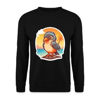 Kuckuck, lustige Cartoon-Kawaii-Strand-Illustration - Unisex Pullover - Schwarz - Vorne - Alina (178cm) & Michal (187cm)