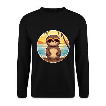 Faultier lustige Karikatur Kawaii Strand Illustration - Unisex Pullover - Schwarz - Vorne - Alina (178cm) & Michal (187cm)