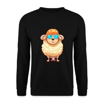 Schaf lustige Karikatur Kawaii Strand Illustration - Unisex Pullover - Schwarz - Vorne - Alina (178cm) & Michal (187cm)
