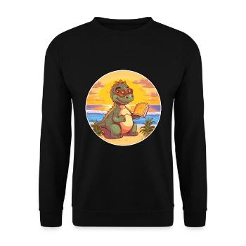 Dinosaure Mignon Dessin Animé Drôle Kawaii Livre Plage - Sweat-shirt Unisexe - noir - Devant - Alina (178cm) & Michal (187cm)
