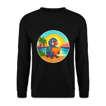 Papagei niedlicher lustiger Cartoon Kawaii Buchstrand - Unisex Pullover - Schwarz - Vorne - Alina (178cm) & Michal (187cm)
