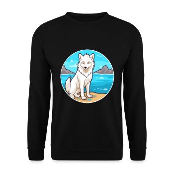 Loup arctique aquarelle dessin animé Kawaii Clipart animal de compagnie - Sweat-shirt Unisexe - noir - Devant - Alina (178cm) & Michal (187cm)