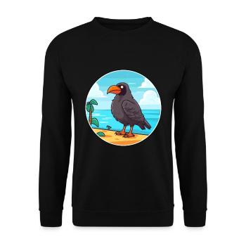 Crow Watercolor Cartoon Kawaii Clipart Animal - Unisex Sweatshirt - black - Front - Alina (178cm) & Michal (187cm)