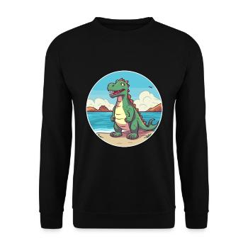 Dinosaurier Aquarell Cartoon Kawaii Clipart Tier - Unisex Pullover - Schwarz - Vorne - Alina (178cm) & Michal (187cm)