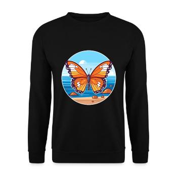 Papillon Aquarelle Dessin Animé Kawaii Clipart Animal - Sweat-shirt Unisexe - noir - Devant - Alina (178cm) & Michal (187cm)
