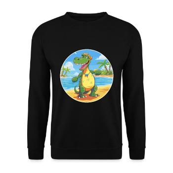 Crocodile Watercolor Cartoon Kawaii Clipart Animal - Unisex Sweatshirt - black - Front - Alina (178cm) & Michal (187cm)
